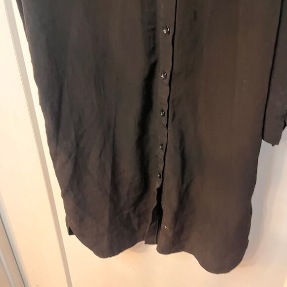 Topshop Black Long Sleeves Cold Shoulder Bow Button Front Shirt Dress Size 4 - Picture 4 of 9